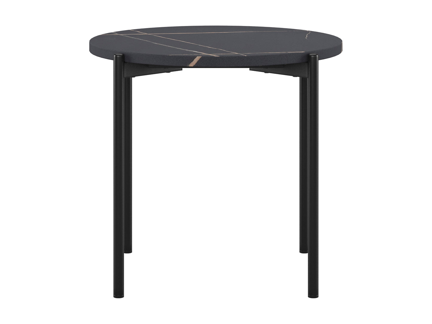 Black marble coffee table set with gold metal frame and sleek modern design.