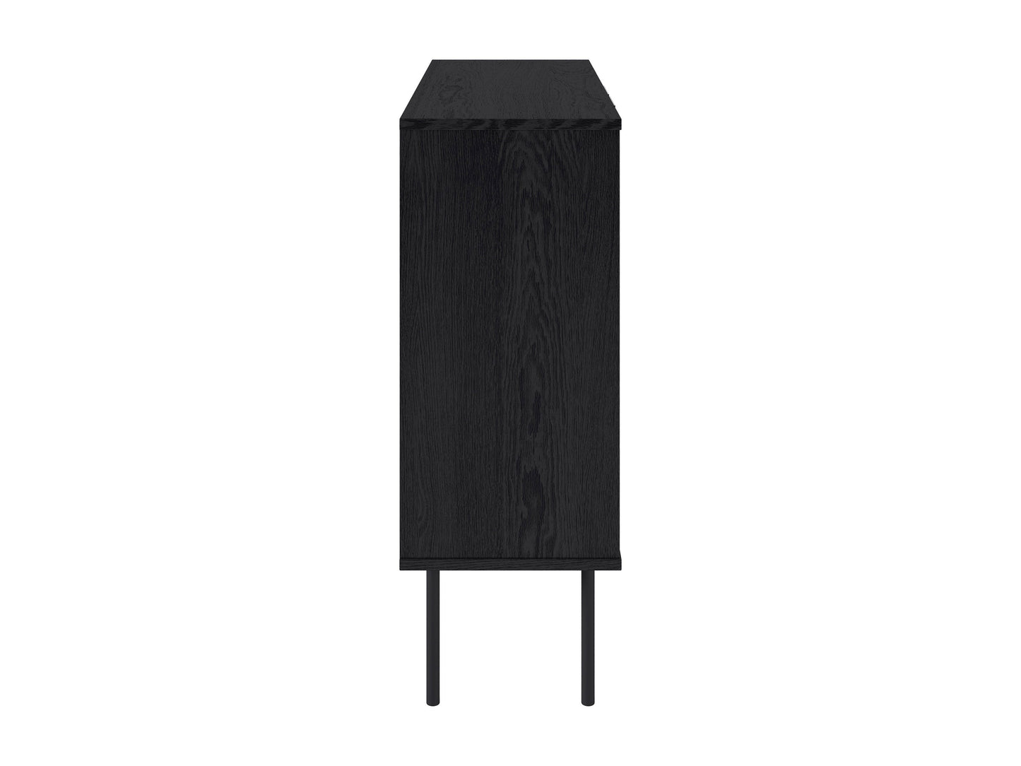 Elegant bar cabinet with dark wood finish, gold handles, and ample storage for dining essentials.