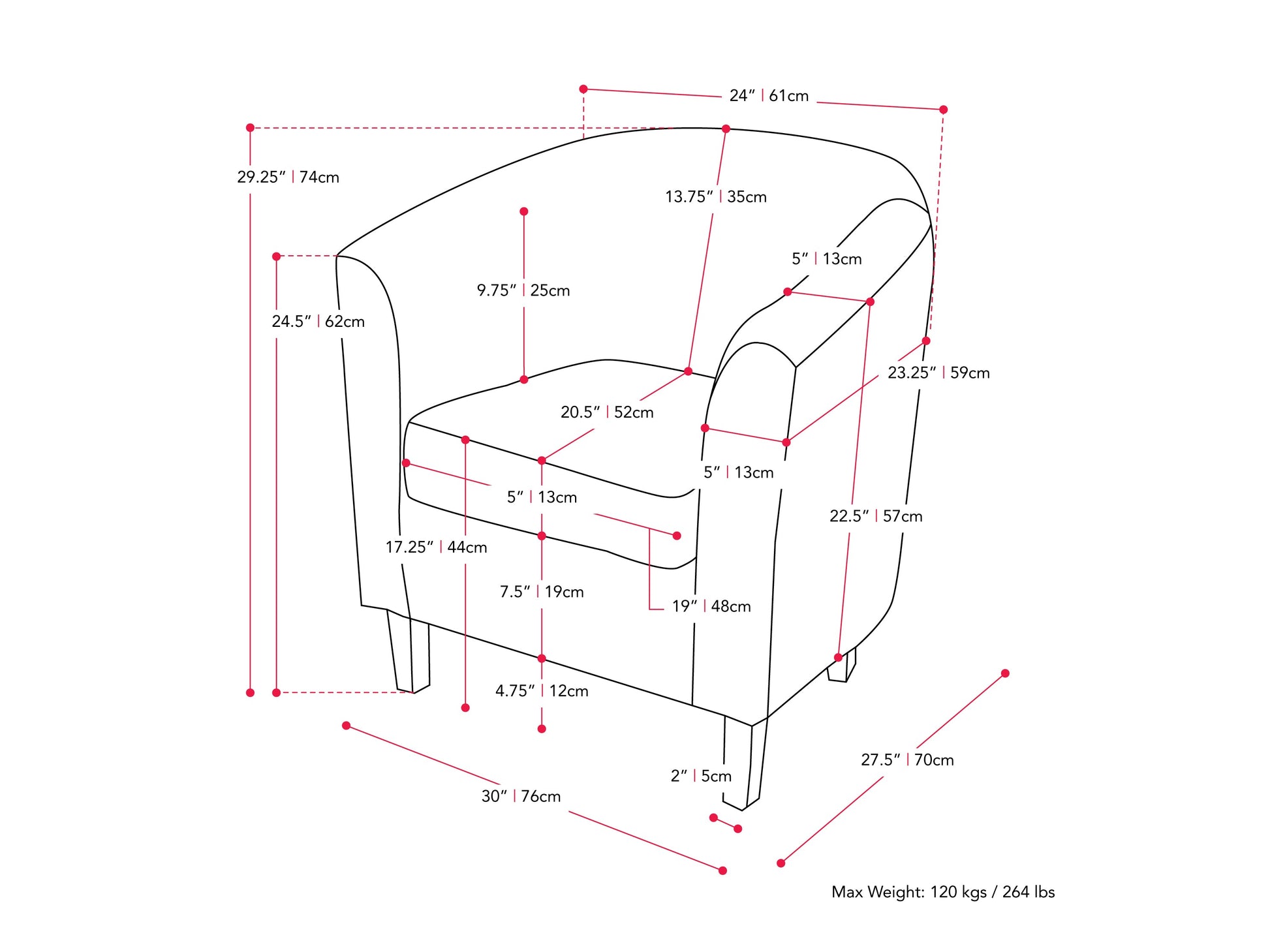 Grey tub accent chair with cushioned seat, wooden legs, and minimalist design.