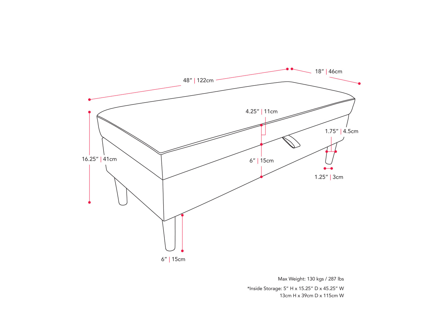 Light Grey Velvet Storage Ottoman - FINAL SALE ITEM