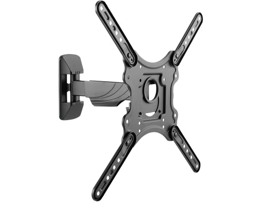 Black articulating TV wall mount for 23" - 55" TVs with adjustable arms, sturdy steel construction, and a sleek design for optimal viewing angles.
