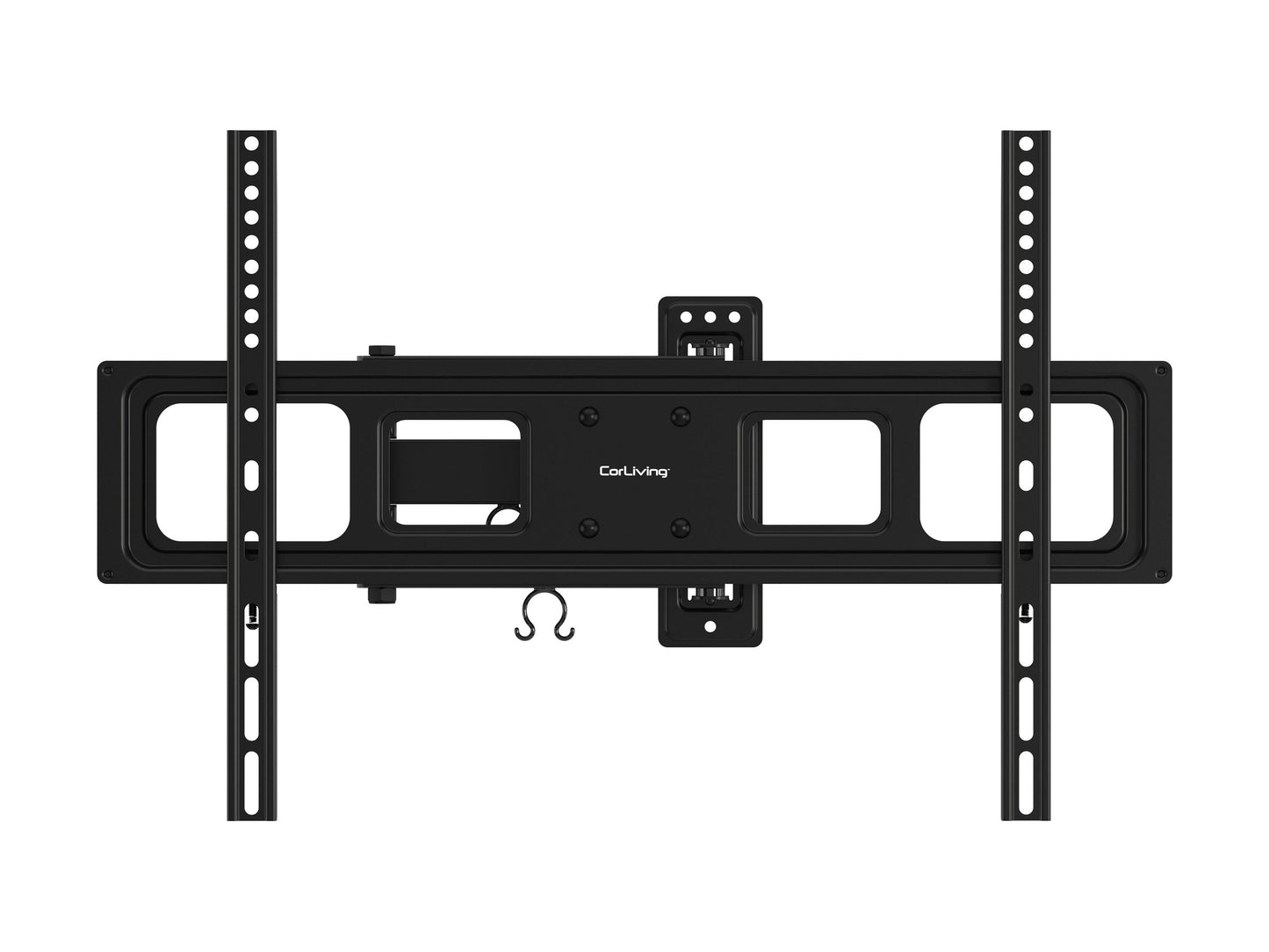 Full motion TV wall mount for 70" TVs, adjustable swivel arm, black steel construction, easy installation.
