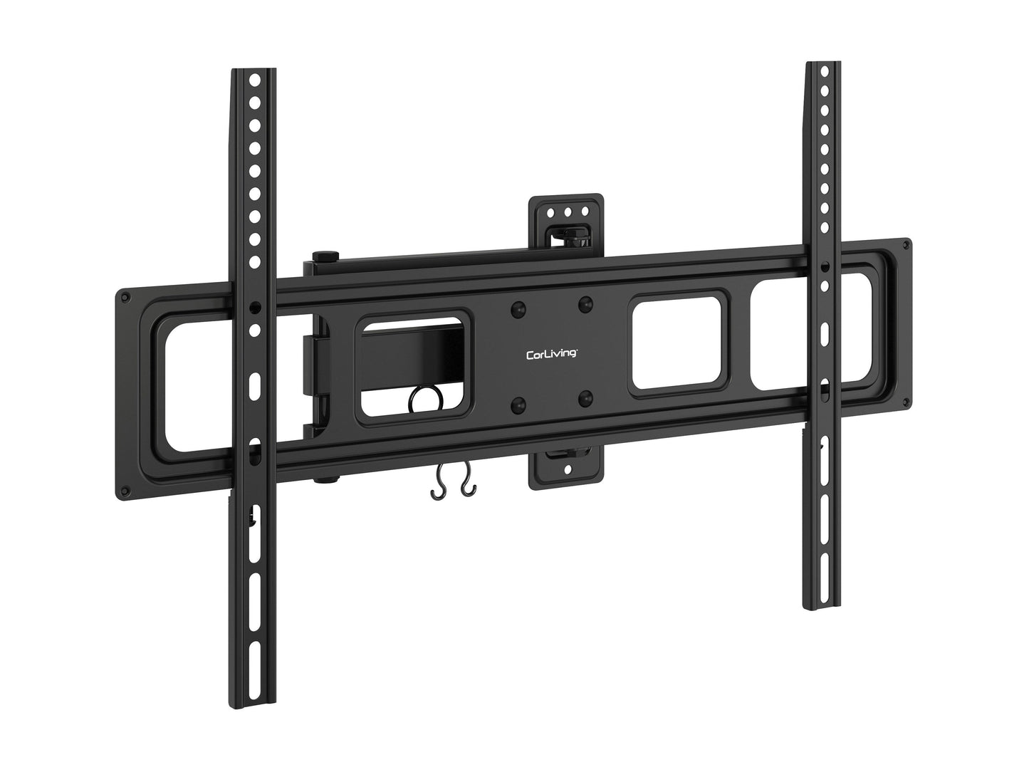 Full motion TV wall mount, black, fits up to 70" screens, adjustable arms for versatile viewing angles.