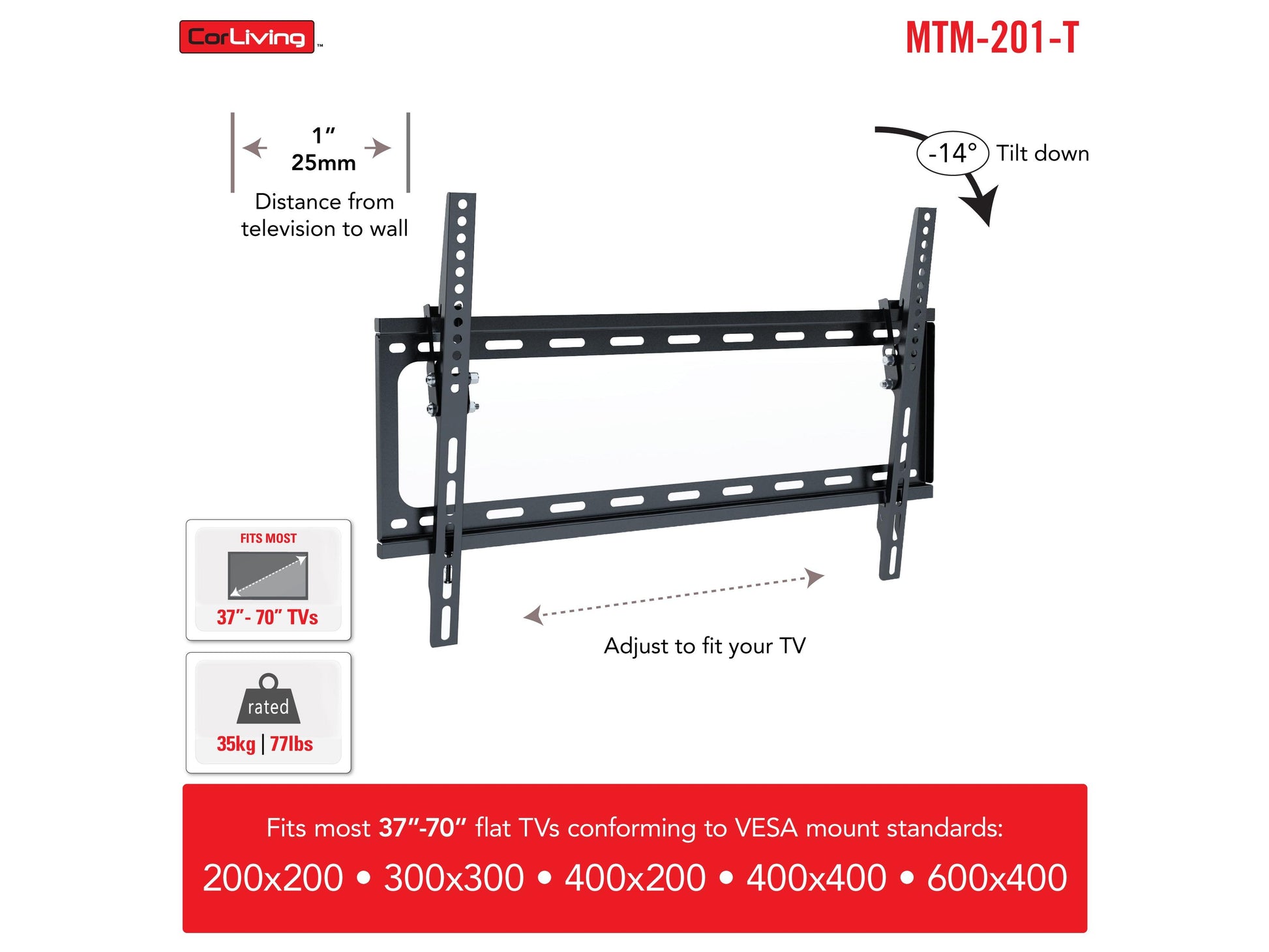 Sleek black TV wall mount with adjustable arms and sturdy construction, designed for flat-screen TVs, featuring a modern, minimalist design and durable metal materials for secure and flexible installation.