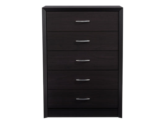 Tall Black Dresser with 5 Interlocking Drawers - FINAL SALE ITEM