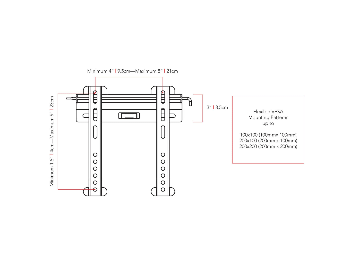 Black fixed TV wall mount for 18" - 32" TVs, featuring a sleek, minimalist design with durable metal construction and a secure locking mechanism for stability.