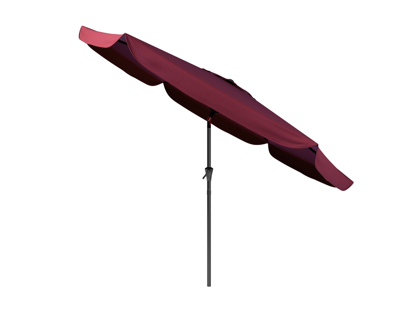Round wine red 10ft patio umbrella with tilting feature, durable fabric, and sturdy metal pole for outdoor shade.