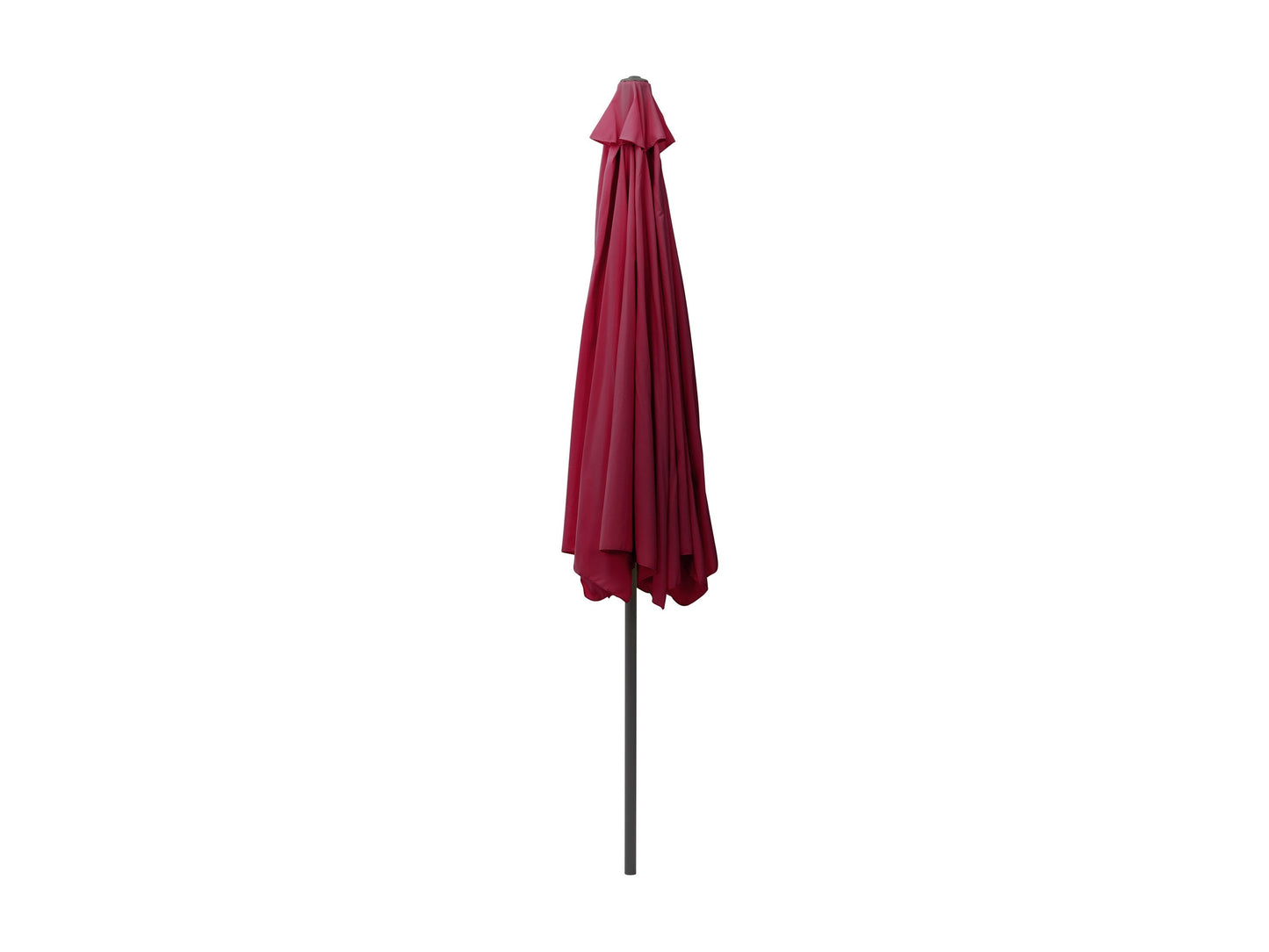 Wine red 10ft round patio umbrella with tilting feature, UV-resistant fabric, and sturdy aluminum pole.
