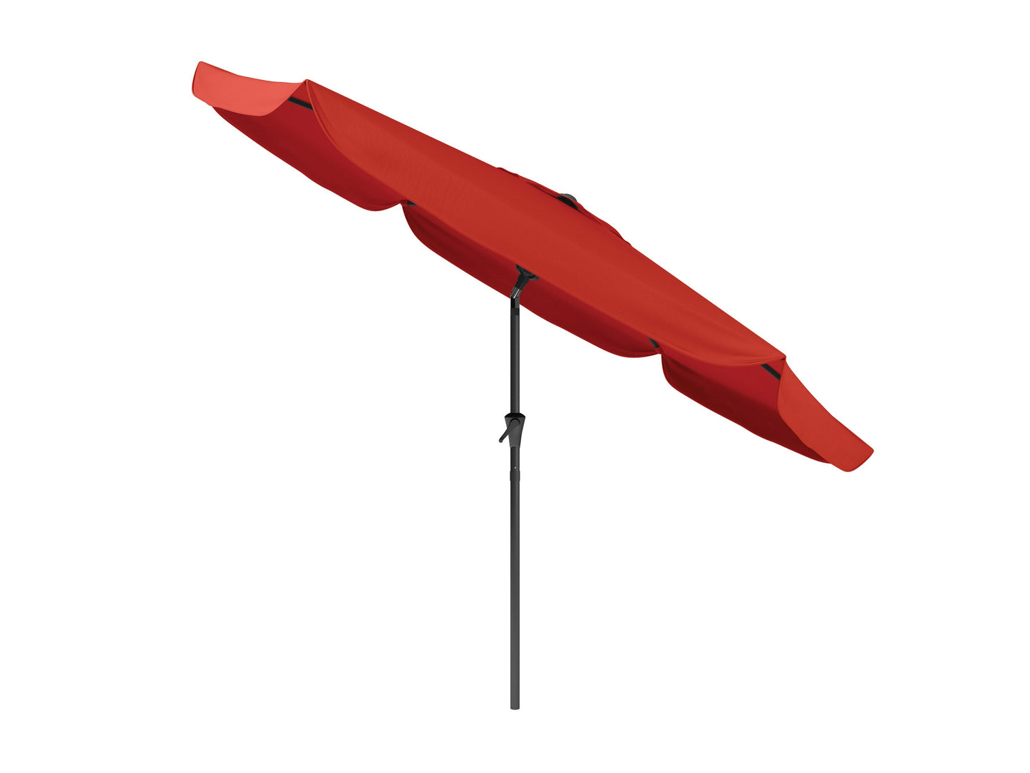 Crimson red 10ft patio umbrella with tilting feature and durable aluminum frame for outdoor use.