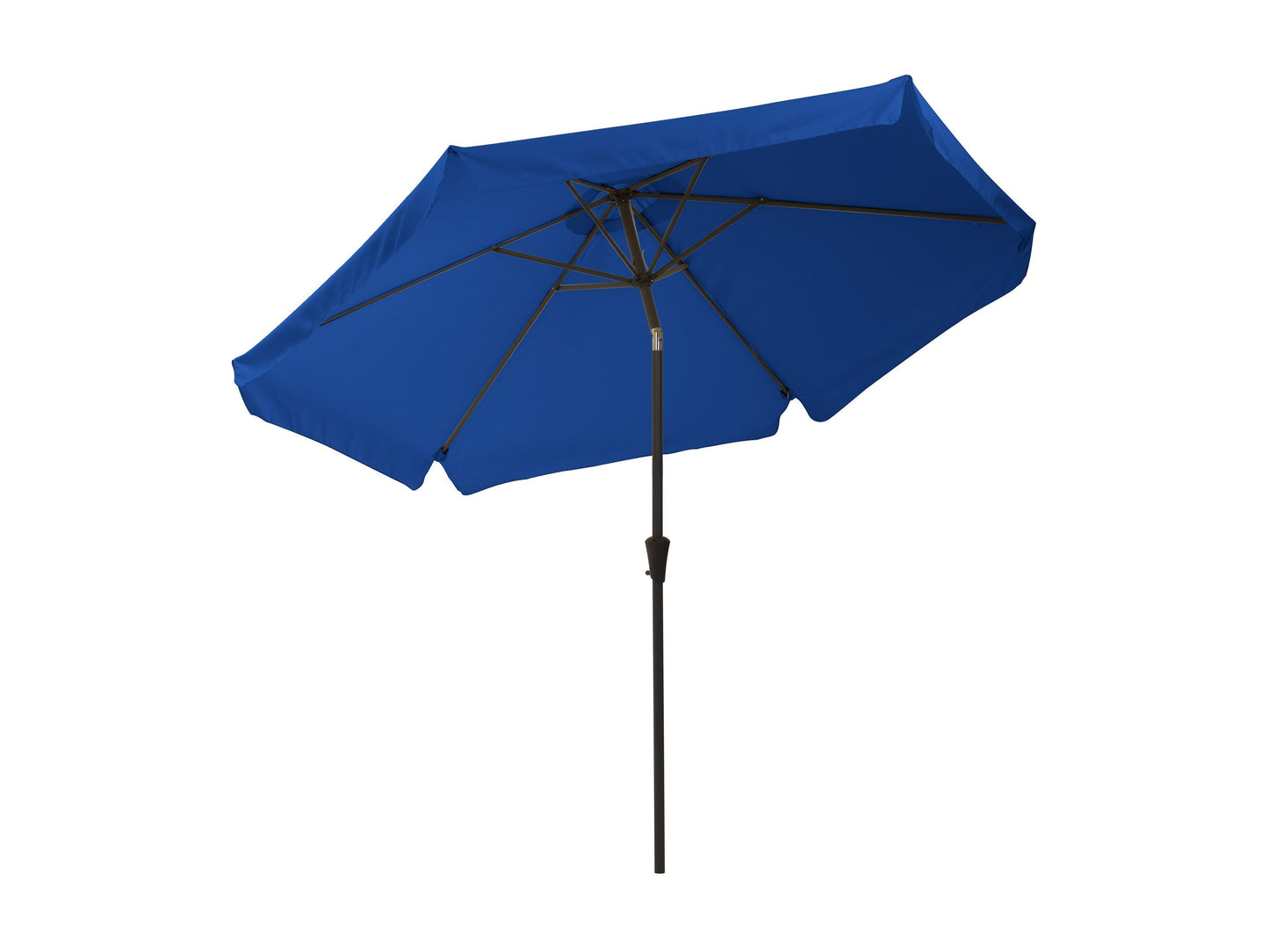 Cobalt blue 10ft round patio umbrella with tilting feature and sturdy aluminum pole.