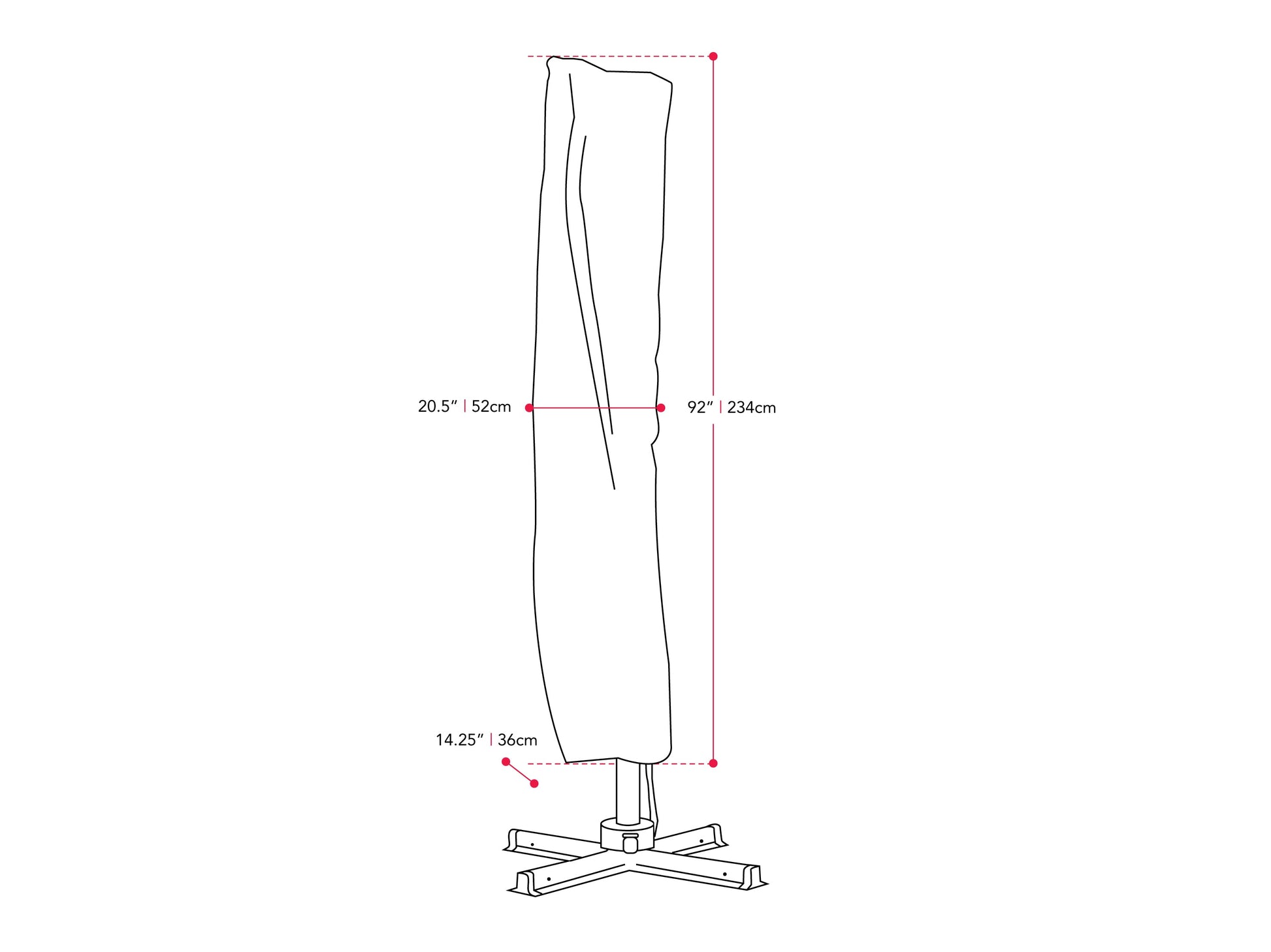 Durable black patio umbrella cover with waterproof fabric and zipper closure.