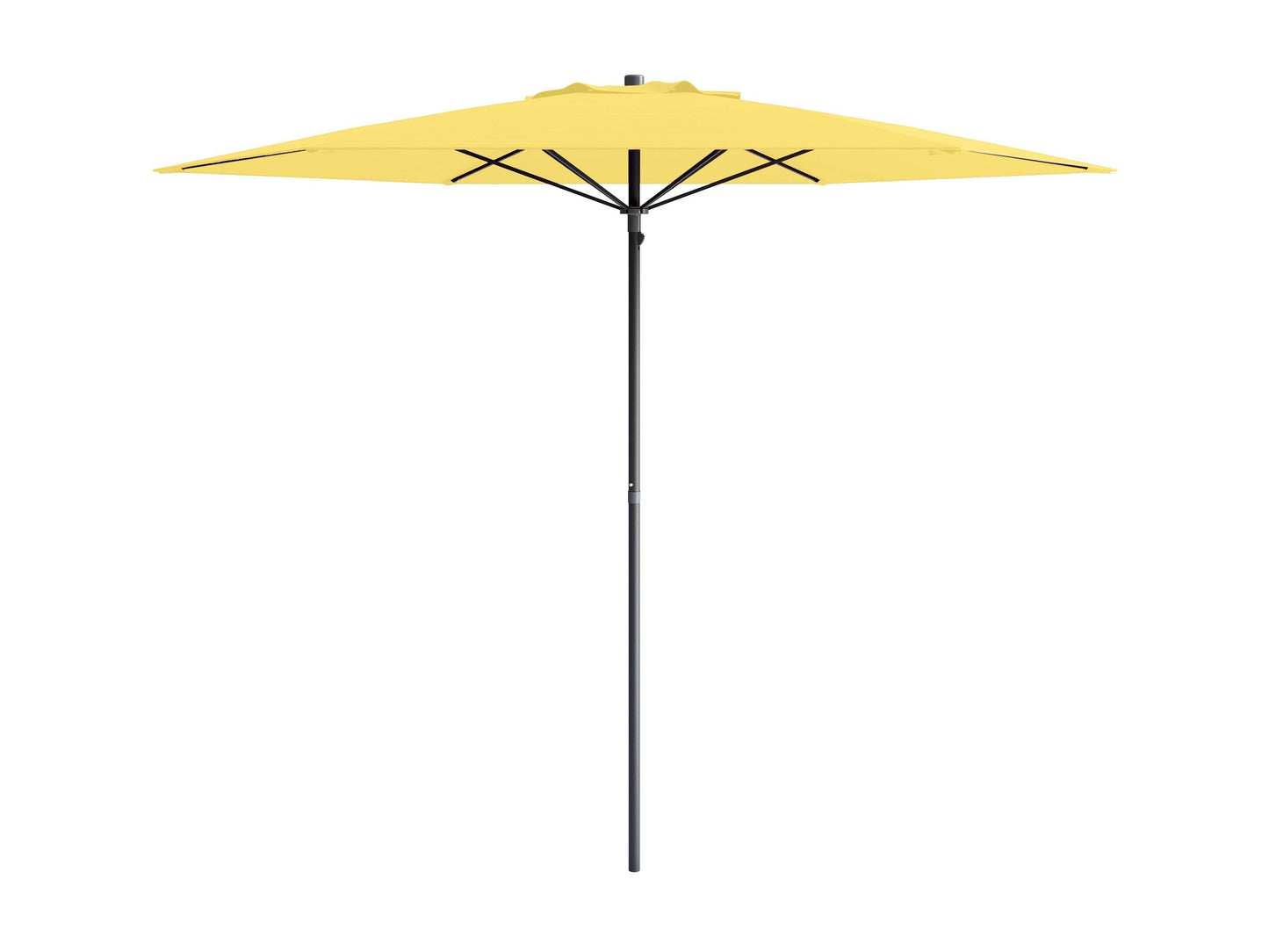 Yellow 7.5ft beach umbrella with UV protection, sturdy metal pole, and tilt mechanism for adjustable shade.