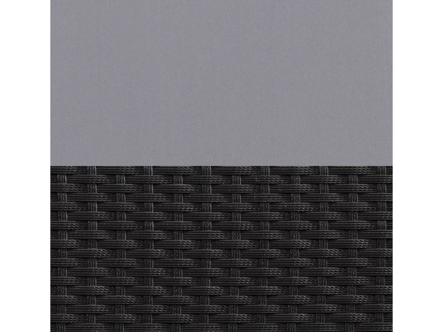 3-piece patio bistro set with grey wicker chairs and round glass table, perfect for outdoor dining.