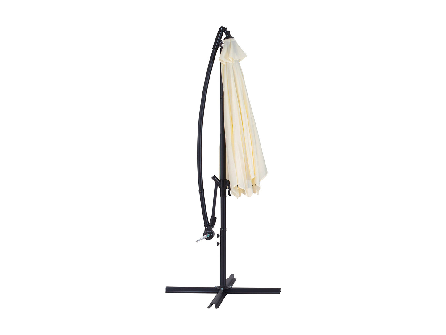 9ft cantilever patio umbrella in warm white with adjustable tilt and sturdy base for outdoor shade.