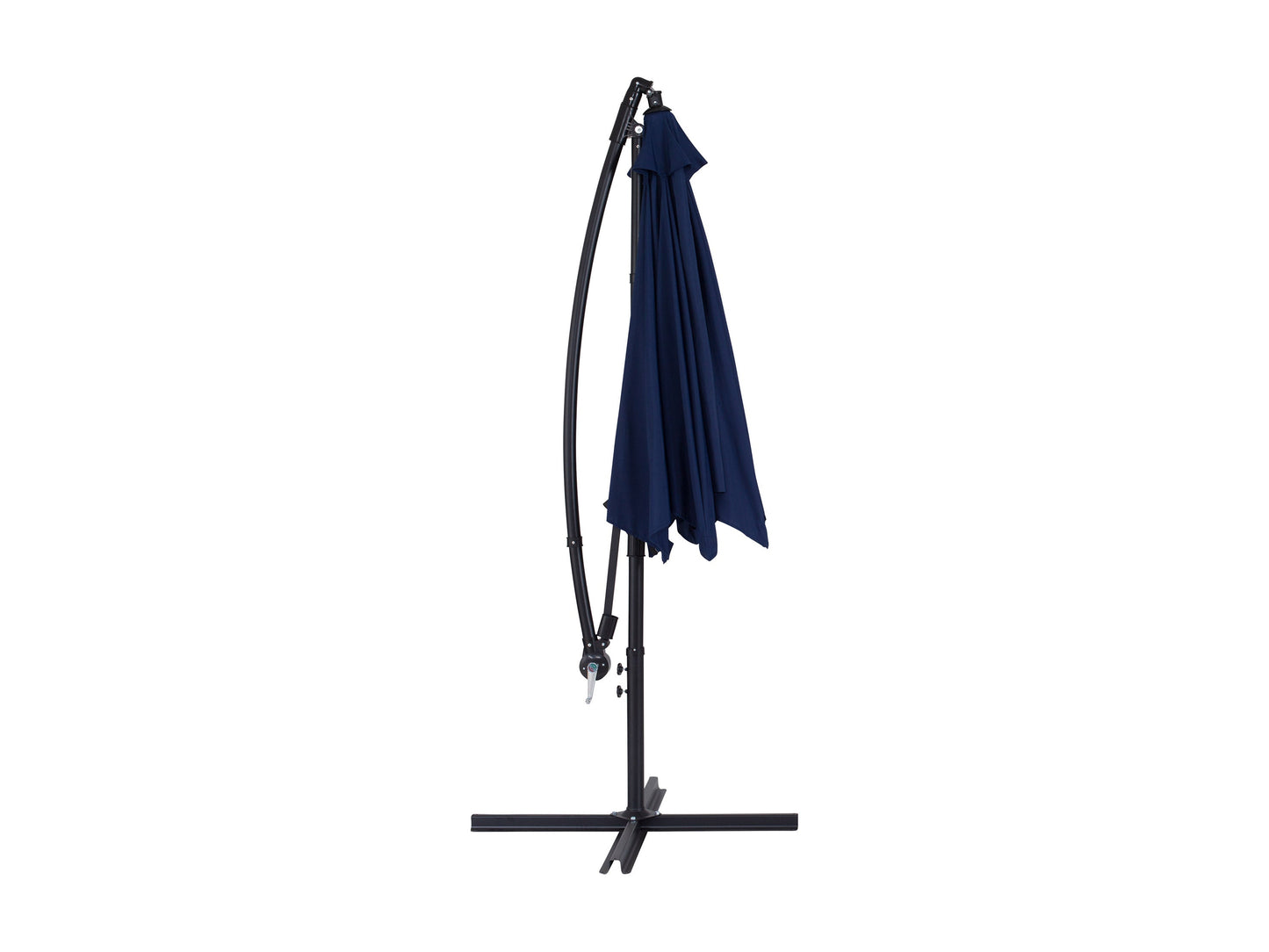 Navy blue 9ft cantilever patio umbrella, tilting feature, durable fabric, outdoor shade solution.