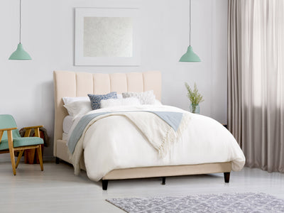cream Channel Tufted Queen Bed Rosewell Collection lifestyle scene by CorLiving#color_cream