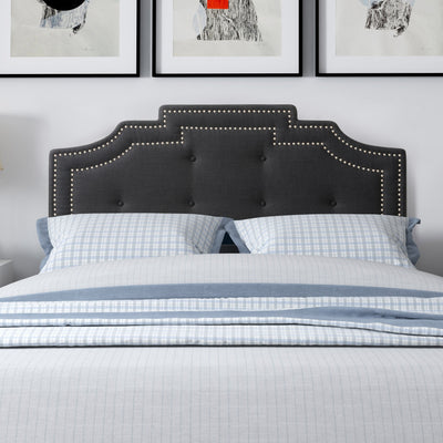 dark grey Padded Headboard, Full / Double Aspen Collection lifestyle scene by CorLiving#color_dark-grey