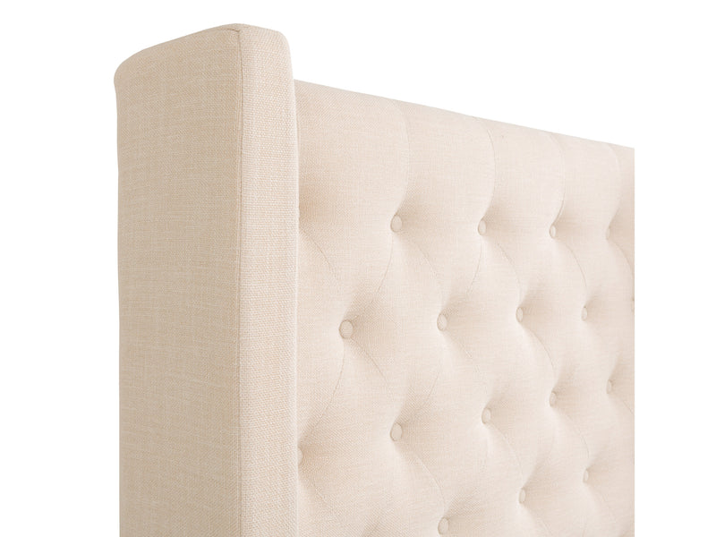 cream Tufted King Bed with Slats Fairfield Collection detail image by CorLiving