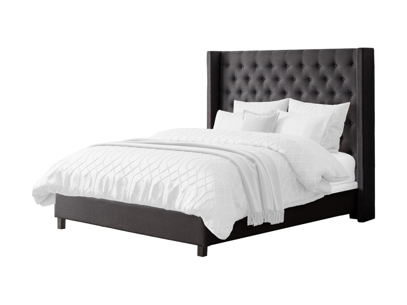 dark grey Tufted King Bed with Slats Fairfield Collection product image by CorLiving