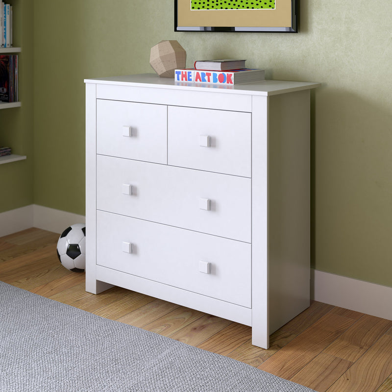 white 4 Drawer Dresser Madison Collection lifestyle scene by CorLiving