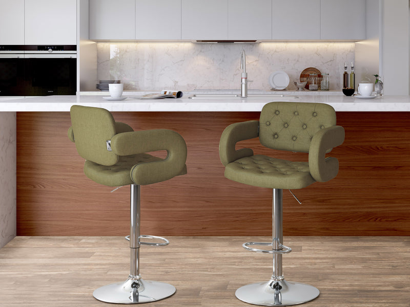 olive green Bar Stools with Arms Set of 2 Jude Collection lifestyle scene by CorLiving