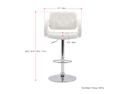 white Bar Stools with Arms Set of 2 Jude Collection measurements diagram by CorLiving#color_white