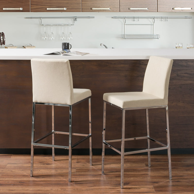 beige Bar Height Bar Stools Set of 2 Huntington Collection lifestyle scene by CorLiving