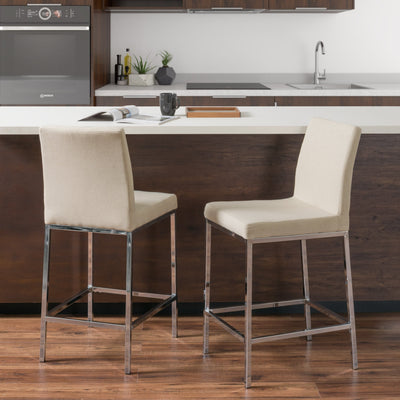 beige Counter Height Bar Stools Set of 2 Huntington Collection lifestyle scene by CorLiving#color_beige