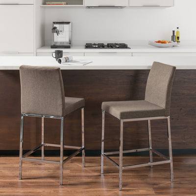 brown Counter Height Bar Stools Set of 2 Huntington Collection lifestyle scene by CorLiving#color_brown