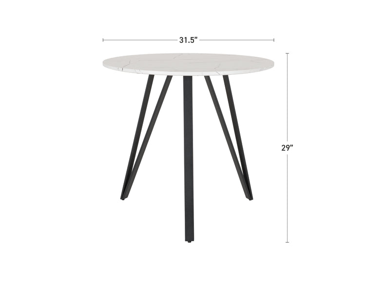 white marble Small Round Dining Table Ezra Collection measurements diagram by CorLiving