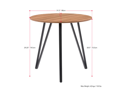 black 5pc Round Dining Table Set Ezra Collection measurements diagram by CorLiving#color_ezra-black