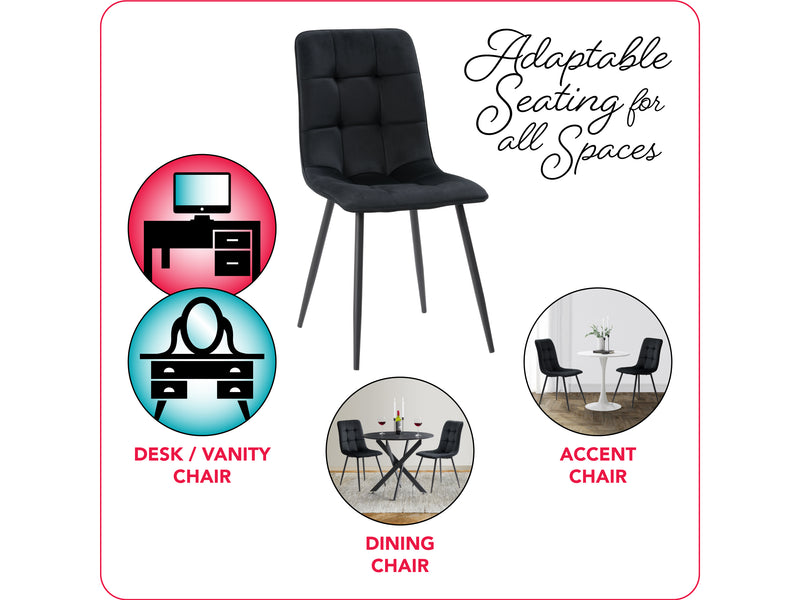 black 5pc Round Dining Table Set Ezra Collection infographic by CorLiving