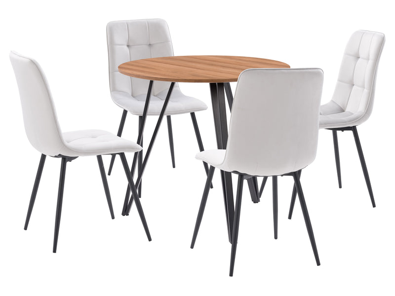 grey 5pc Round Dining Table Set Ezra Collection product image by CorLiving
