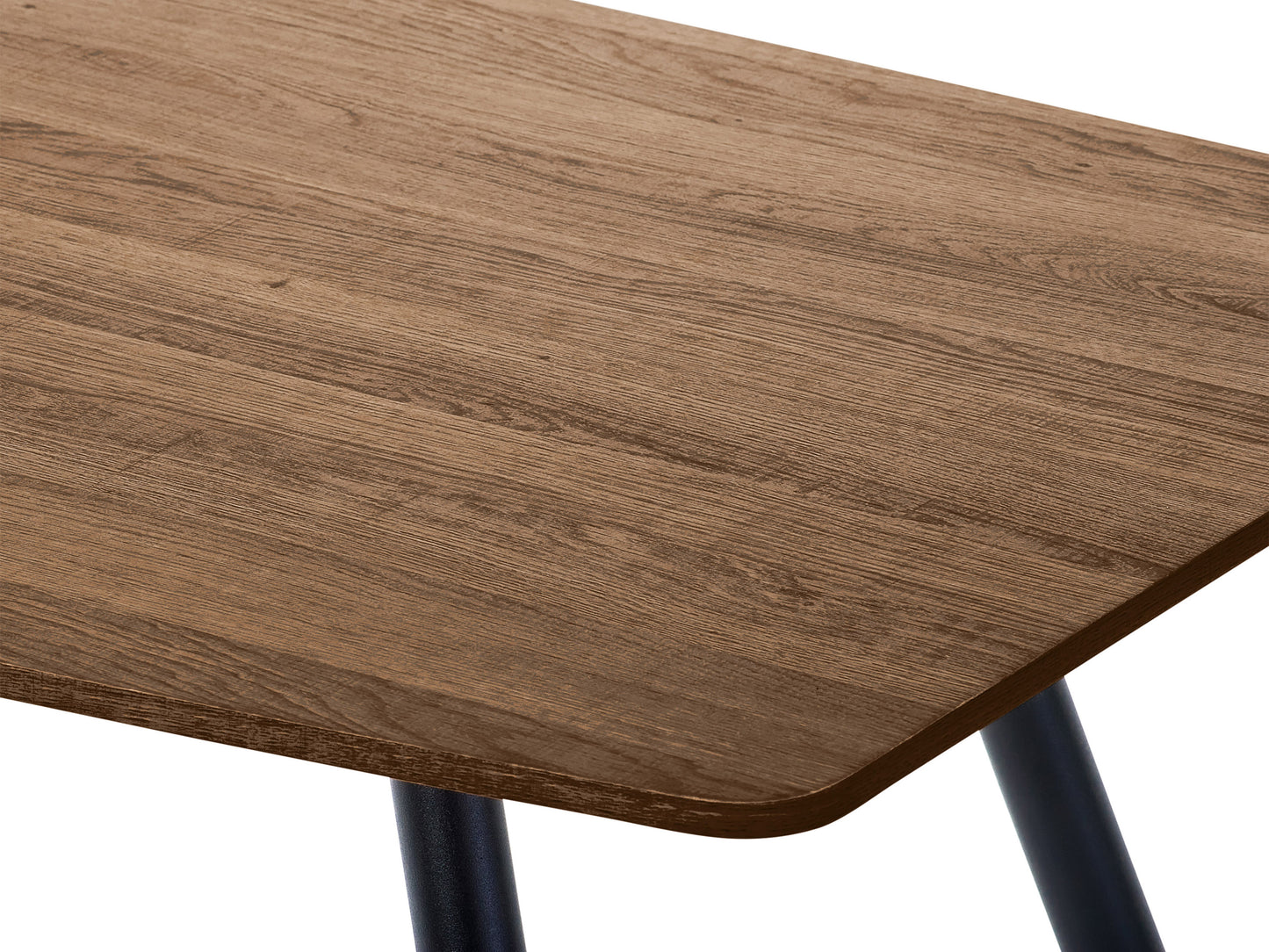 Compact rectangular dining table with a sleek dark wood finish, featuring clean lines and sturdy legs, ideal for small spaces and modern interiors.