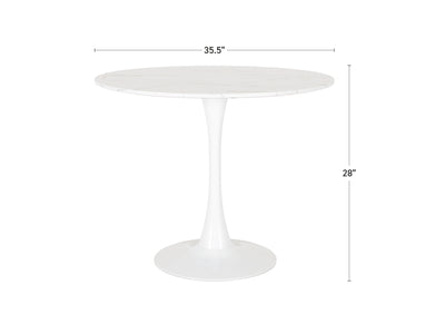 white Round Marbled Bistro Table 35" Ivo Collection measurements diagram by CorLiving#color_white-marble