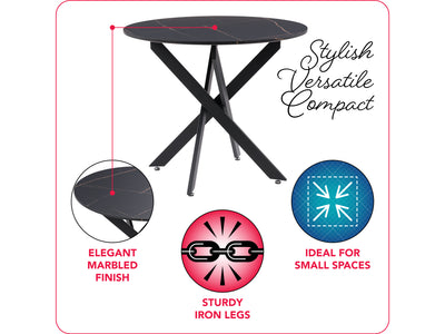 Black Round Dining Table Elliot Collection infographic by CorLiving#color_black