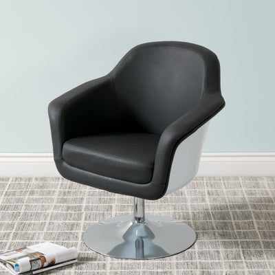 black Leather Swivel Chair CorLiving Collection lifestyle scene by CorLiving#color_black