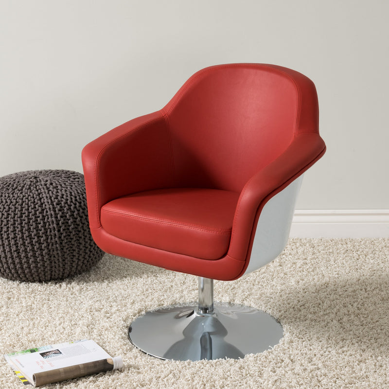 red Leather Swivel Chair CorLiving Collection lifestyle scene by CorLiving