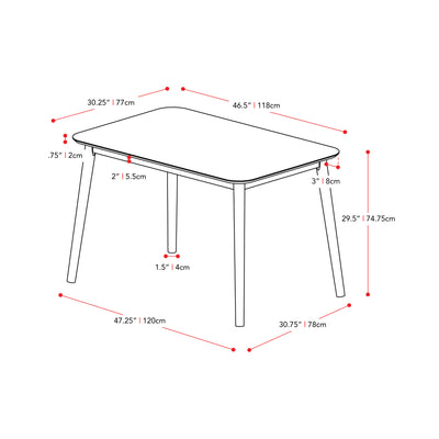 Grey Dining Table Alpine Collection measurements diagram by CorLiving#color_grey