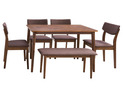 walnut 6pc Dining Set Branson Collection product image by CorLiving#color_branson-walnut-and-tweed