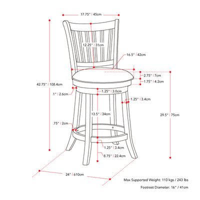 white White Bar Stools Set of 2 Winston Collection measurements diagram by CorLiving#color_white