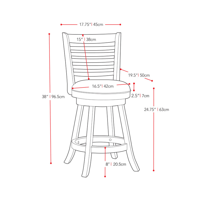 white Counter Height Bar Stools Set of 2 Willa Collection measurements diagram by CorLiving