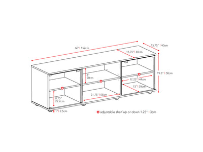 maple Wood TV Stand for TVs up to 75" Fiji Collection measurements diagram by CorLiving#color_maple