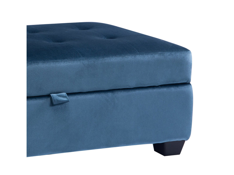 blue Tufted Storage Bench Antonio Collection detail image by CorLiving