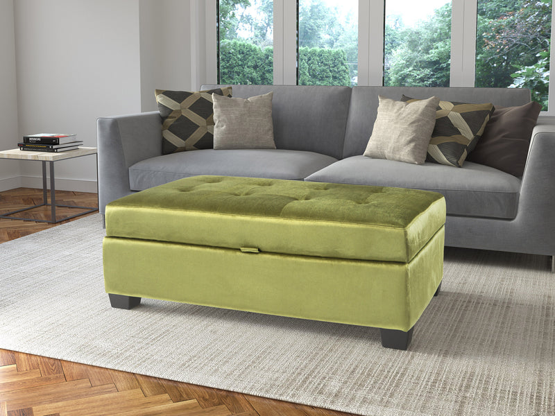 green Tufted Storage Bench Antonio Collection lifestyle scene by CorLiving