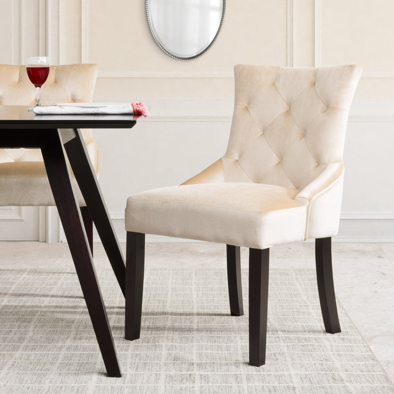 beige Velvet Accent Chairs Set of 2 Antonio Collection lifestyle scene by CorLiving