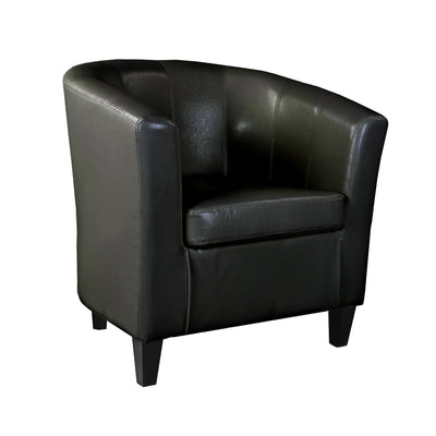 black Leather Barrel Chair Antonio Collection product image by CorLiving#color_black