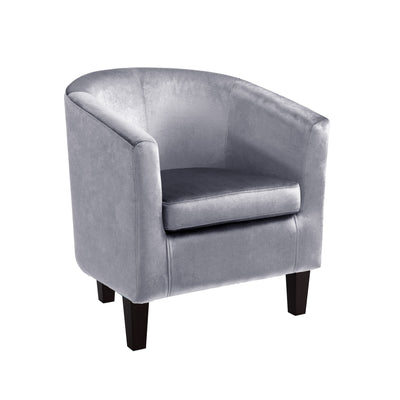 silver Velvet Barrel Chair Sasha Collection product image by CorLiving#color_silver