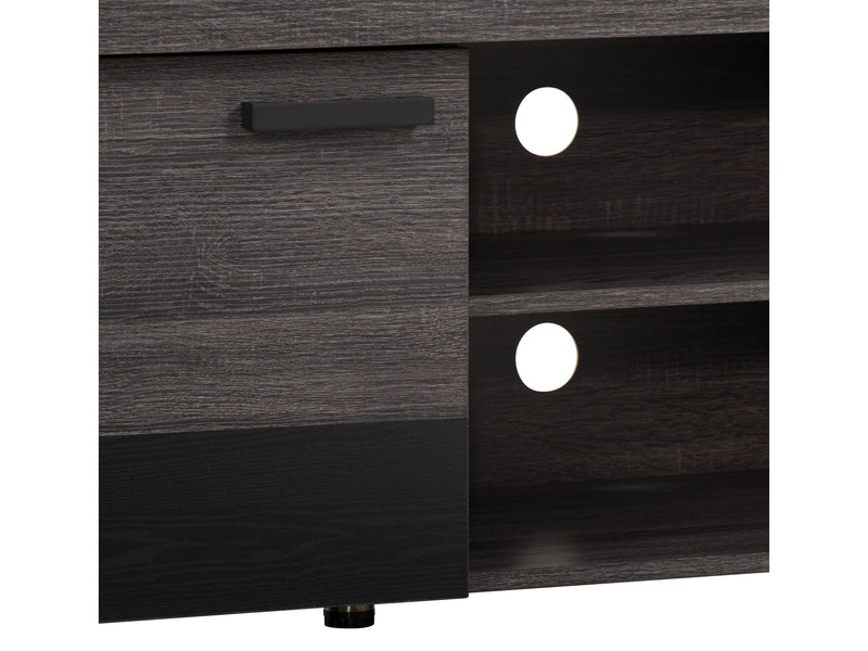 distressed carbon grey black duotone Modern TV Stand with Doors for TVs up to 95" Joliet Collection detail image by CorLiving
