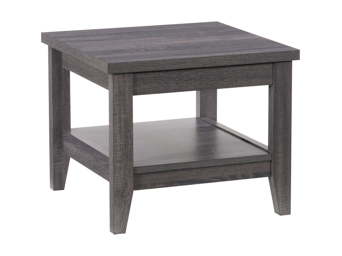 Square side table with a sleek white top and natural wood legs, featuring a minimalist design perfect for modern living rooms or bedrooms. Durable materials and compact size make it ideal for small spaces.